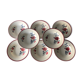 Set of 8 old deep plates Badonviller