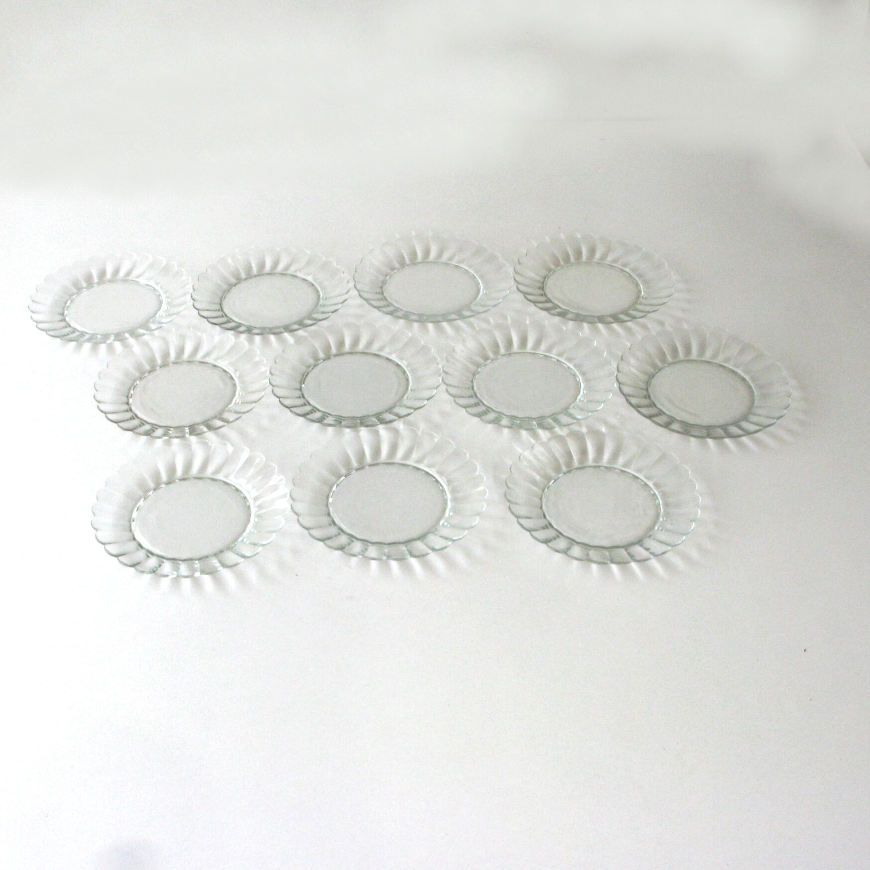 Lot 11 dessert plates Duralex transparent advertising huile lesieur