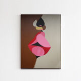 Romantic acrylic painting on cotton "the kiss" 80x60 cm