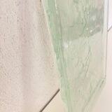 Plateau Art Déco en verre vert à décor de fleurs