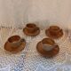 4 antique glazed stoneware cups