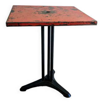 Vintage red metal bistro table
