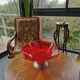 Vintage 1960s red glass tulip bowl.