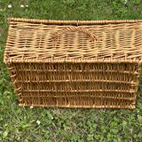vintage hand-woven wicker storage basket or suitcase
