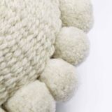 Mini round white wool pompom cushion