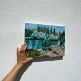 Old landscape painting oil on canvas