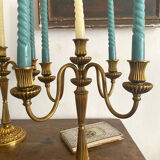 Pair of 5-light candlesticks in gilded metal, Classic style.