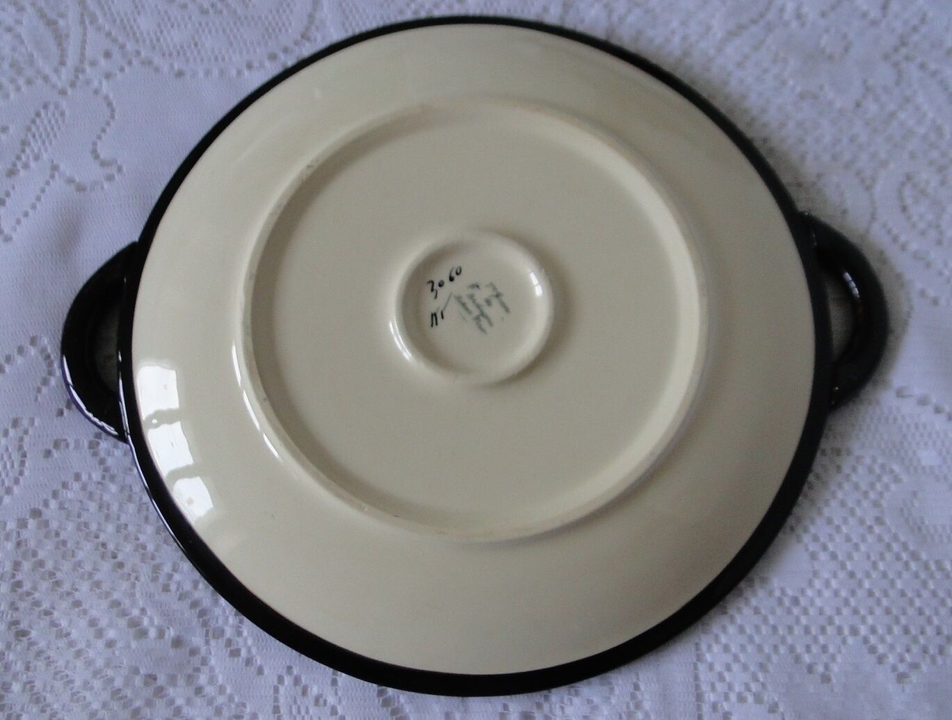 Vintage dish with handles from the 60s, St Jean de Bretagne earthenware factory