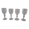 Set of 4 small shot glasses molded glass early twentieth century