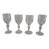 Lot de 4 petits verres à liqueur en verre moulé début XXème