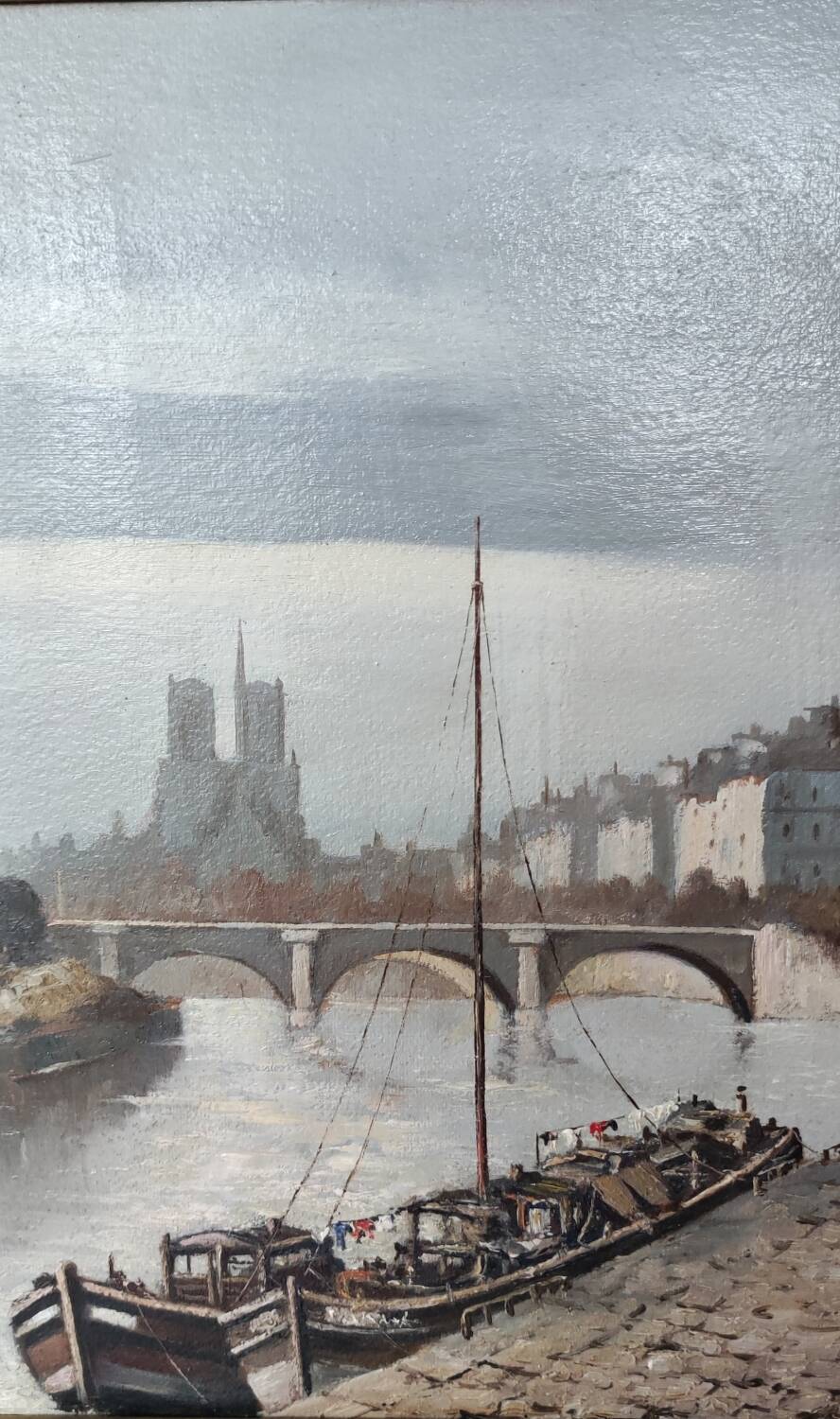 Old Oil Painting Notre Dame/Paris/Guérin Gabriel/19th Century