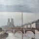 Ancienne Peinture À L Huile Notre Dame/Paris/Guérin Gabriel/19 Ème Siècle
