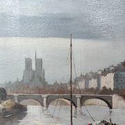 Old Oil Painting Notre Dame/Paris/Guérin Gabriel/19th Century