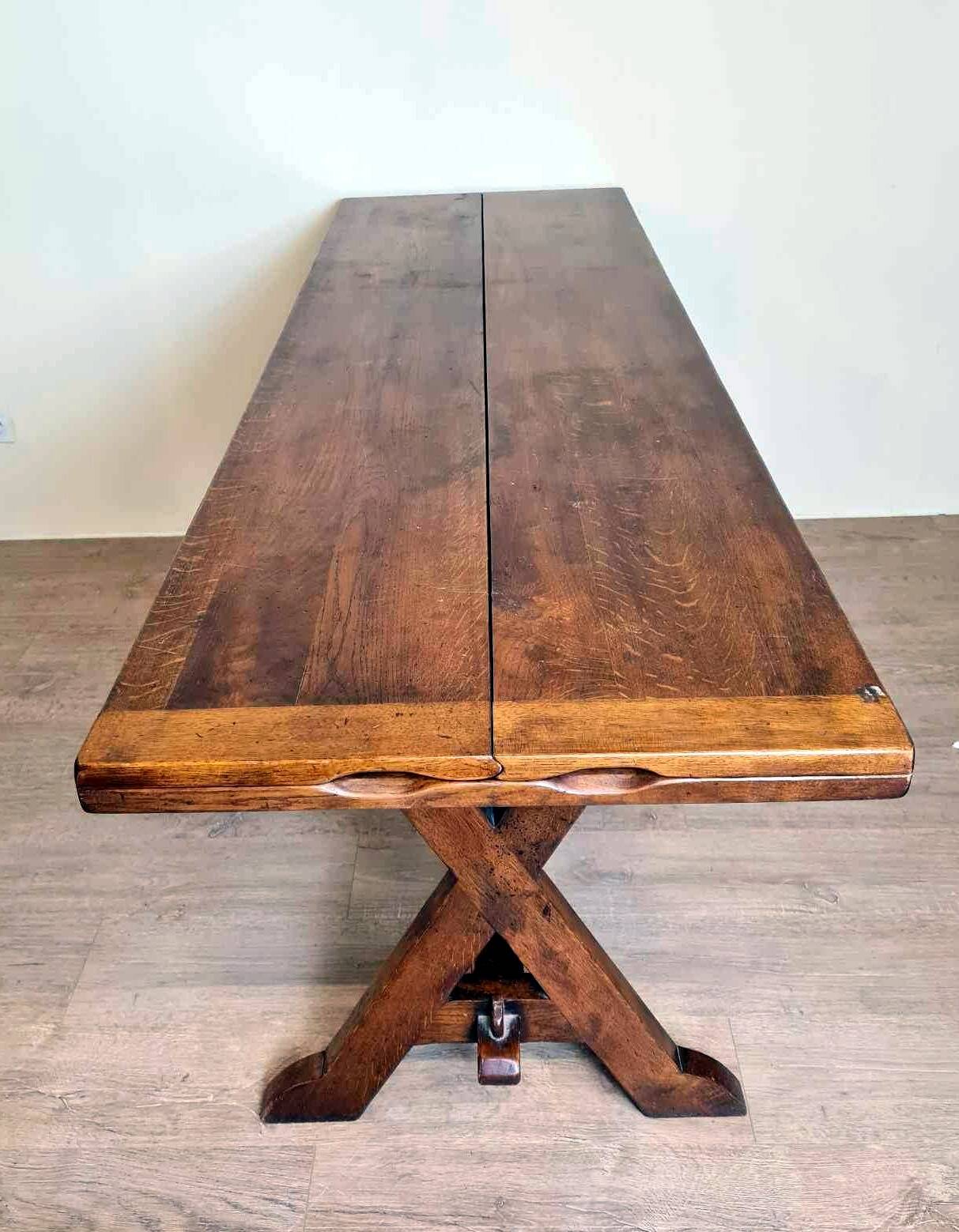 Superb Vintage Brutalist table from the 60s in solid wood