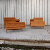 Pair of twin beds and bedside tables 1950