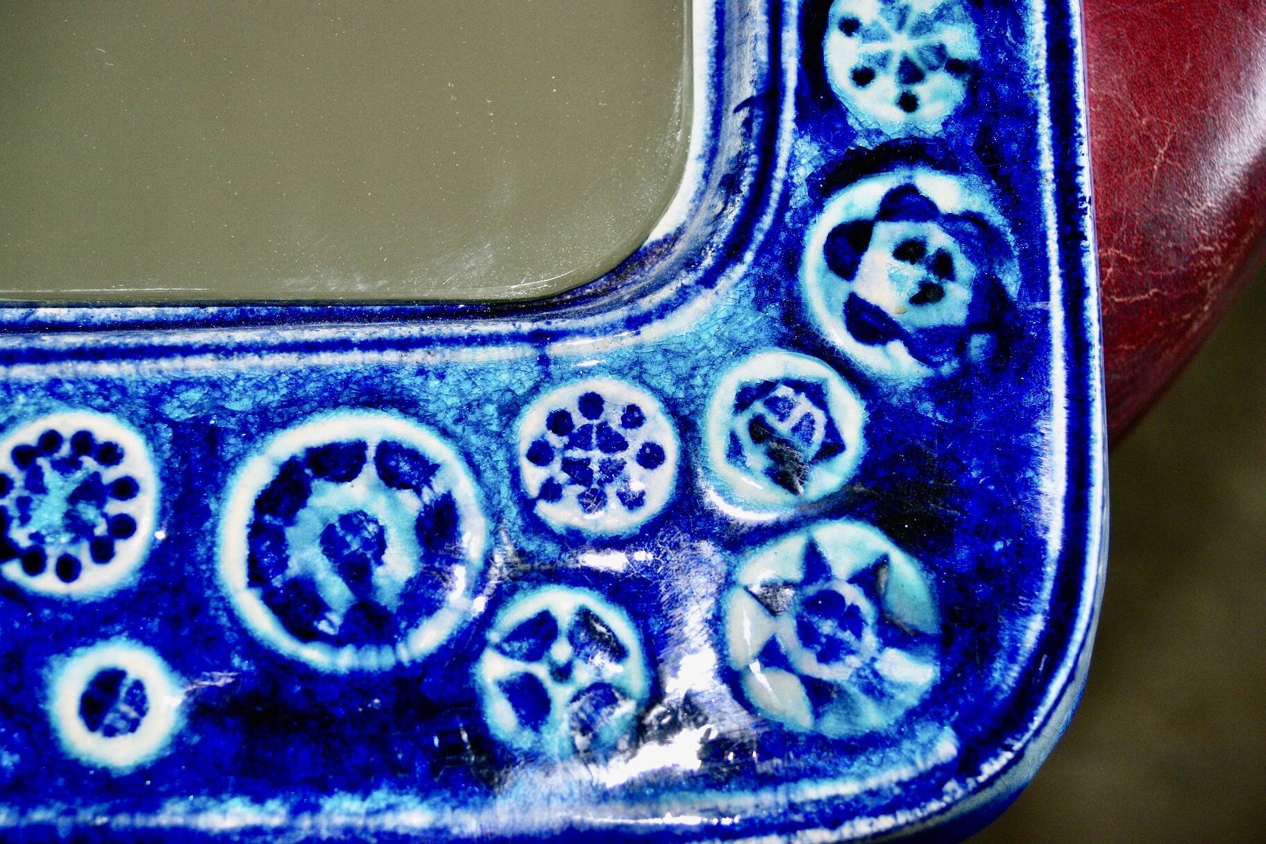 Vintage ceramic mirror from vegvari hungary 1970