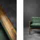 Vintage Mid-Century Modern Rosewood & Green Velour 3-Seater Sofa and Chair