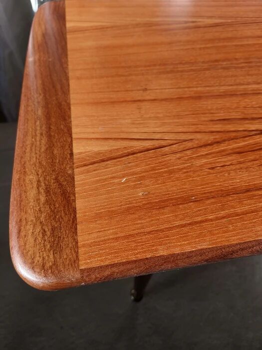 Mid-century modern teak coffee table with brass feet, Sweden circa 1960