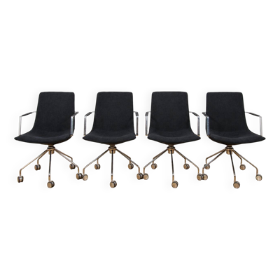 Chaises de conférence mi-siècle ''Comet'' par Gunilla Allard pour Lammhults, Suède, années 1990, ensemble de 4.