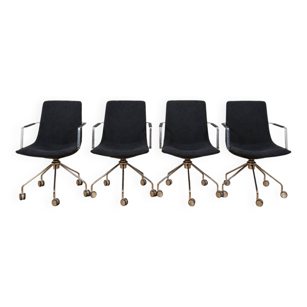 Chaises de conférence mi-siècle ''Comet'' par Gunilla Allard pour Lammhults, Suède, années 1990, ensemble de 4.