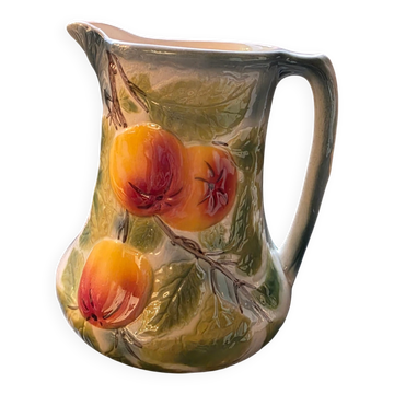St Clément earthenware pitcher, fruit decoration, excellent condition.