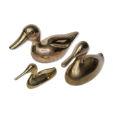 Set of three brass ducks