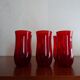 6 water glasses blown glass vintage ruby red 1960