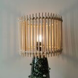 Tanjia ceramic lamp with rattan shade – 60×30 cm – Moroccan artisanal manufacture