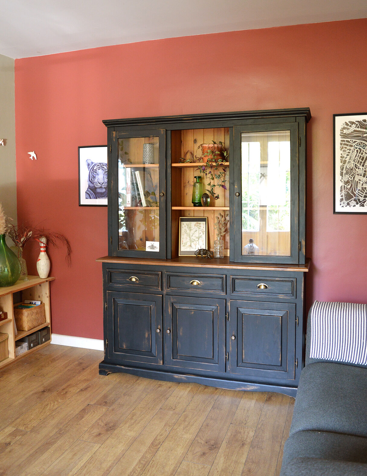 Patinated black cupboard