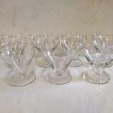 12 engraved fine glass aperitif / liqueur glasses