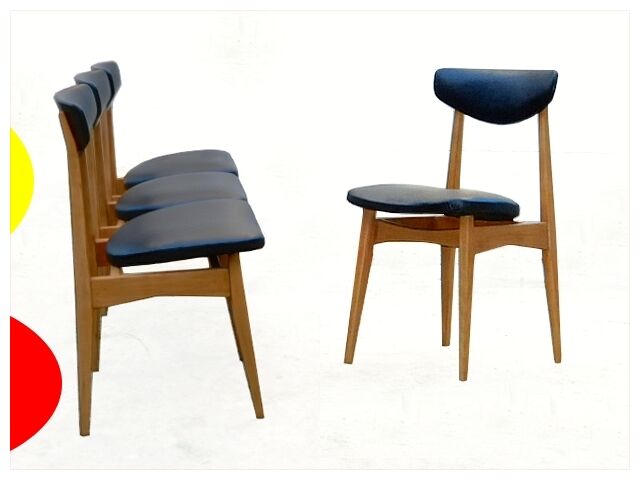 Set of 4 renovated scandinavian vintage chairs