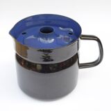 Pot à lait vintage en tôle émaillée avec couvercle pour faire bouillir le lait - 1950