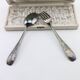 Ancien coffret couvert en argent ou métal argenté cuillère et fourchette avec poinçons