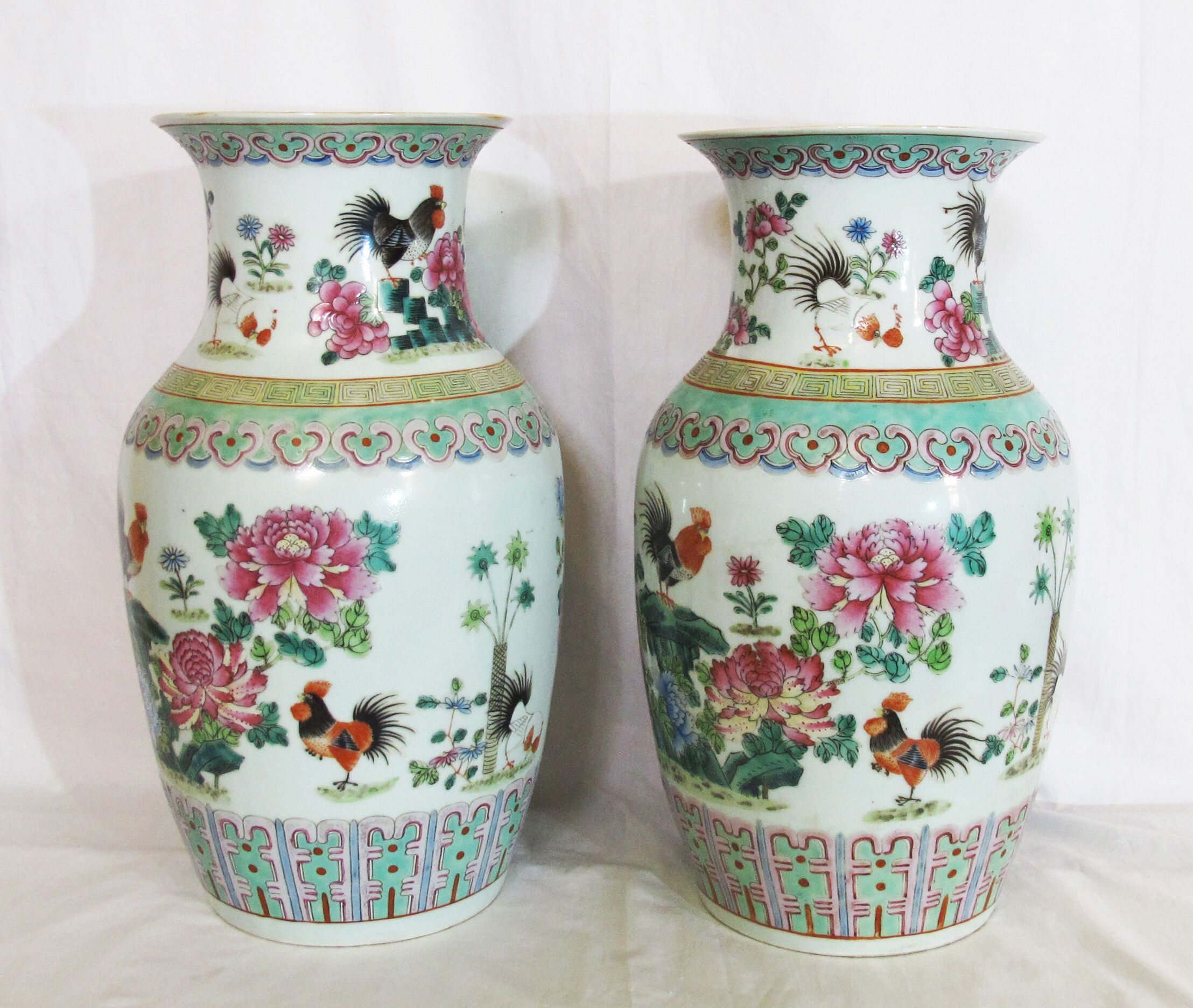 Pair of chinese porcelain vases pink family