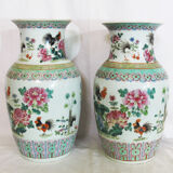 Pair of chinese porcelain vases pink family