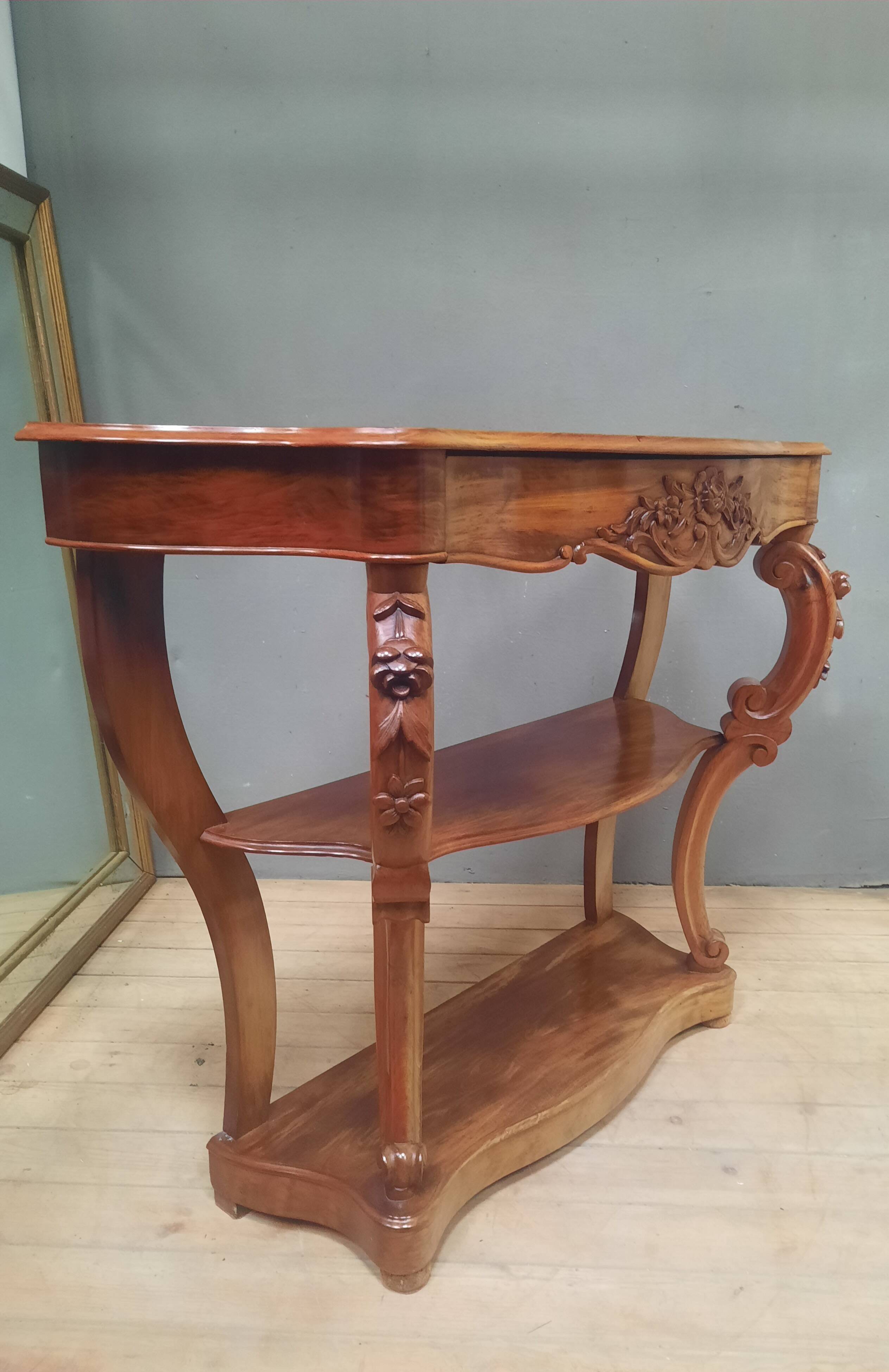 19th century Louis XV style console table in veneer wood