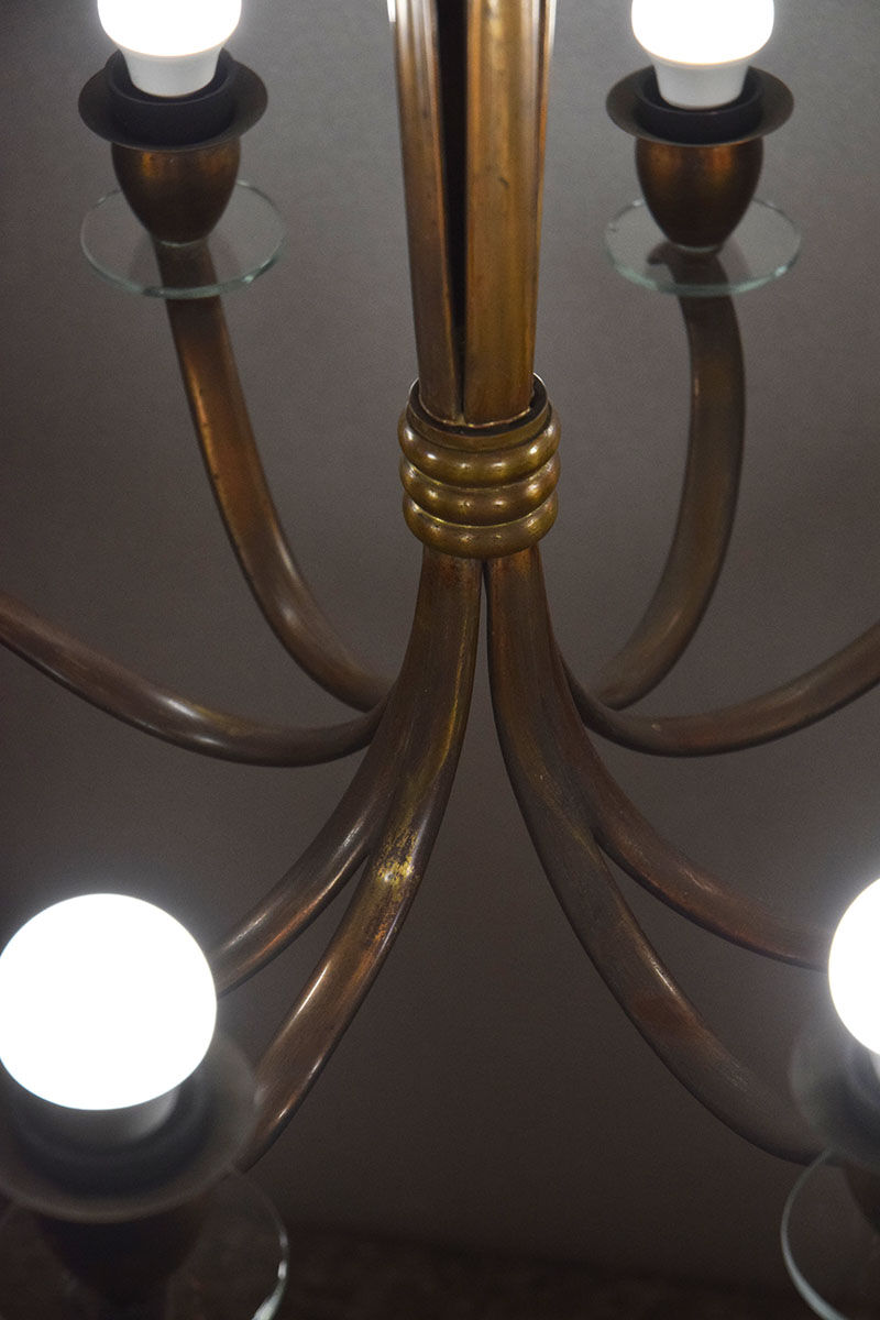 Lustre en laiton du milieu du siècle production italienne, années 1950