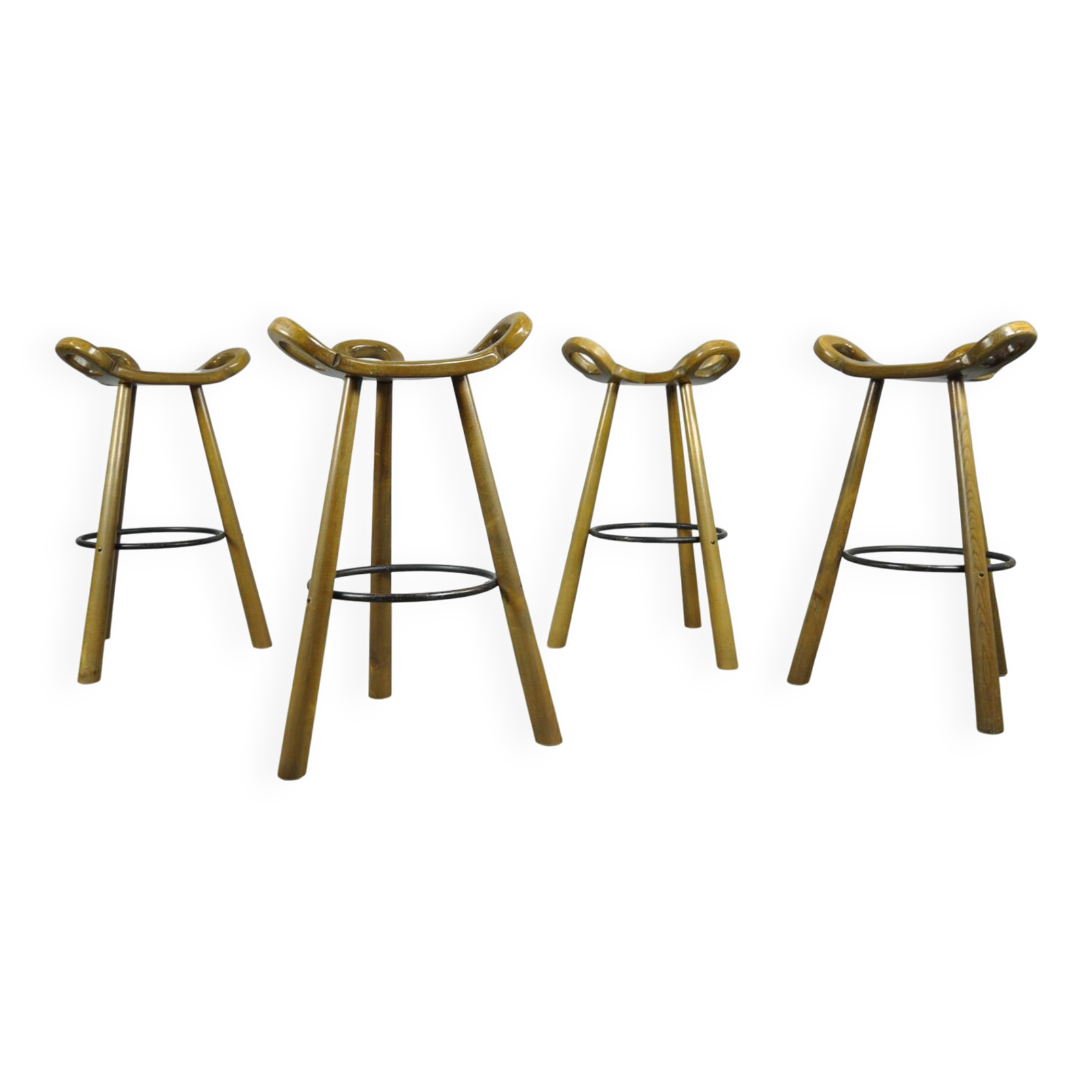 Special vintage brutalist SPANISH Marbella bar stools, 1970s Spain