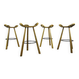 4 tabourets de bar brutalistes Marbella, Espagne années 1970