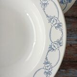 Set of 4 flowered earthenware soup plates
