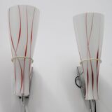 1970s Pair of Glass Wall Lamps , Czechoslovakia