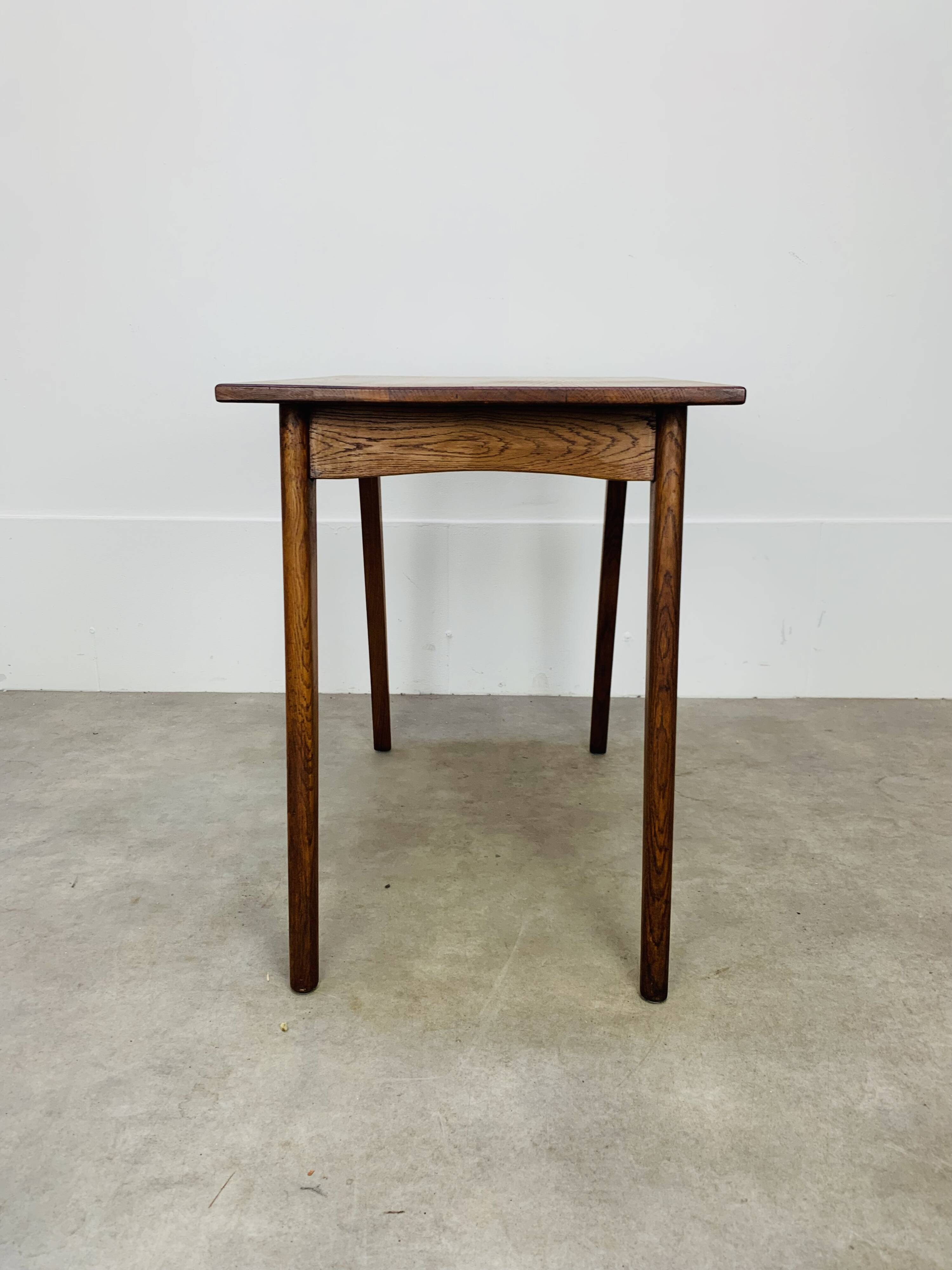 1950s oak desk, vintage, compass legs