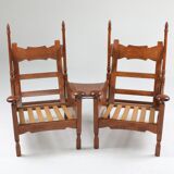 Pair of oak armchairs - 1950s