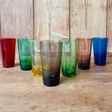 Set of 7 colored glasses 70s