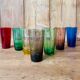 Set of 7 colored glasses 70s