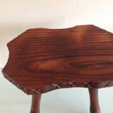 Vintage brutalist wooden tripod stool from the 60s and 70s