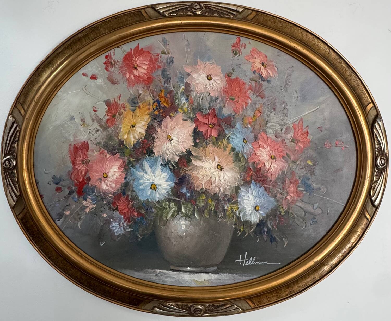 Still life with dahlias signed early 20th century