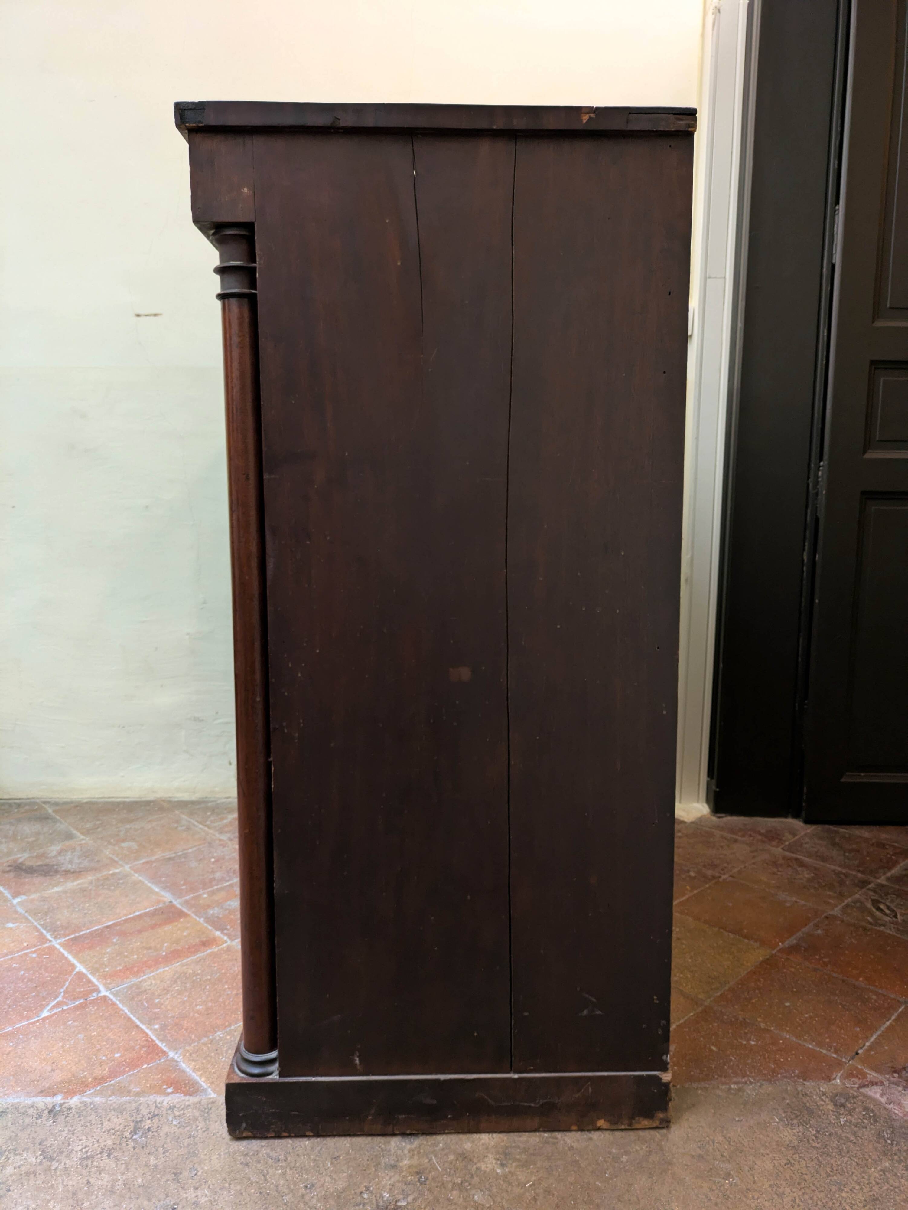 Antique English wooden chest of drawers, 19th century, H127cm