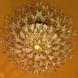 Stilkronen gold-plated brass and crystal glass chandelier, Italy 1970s