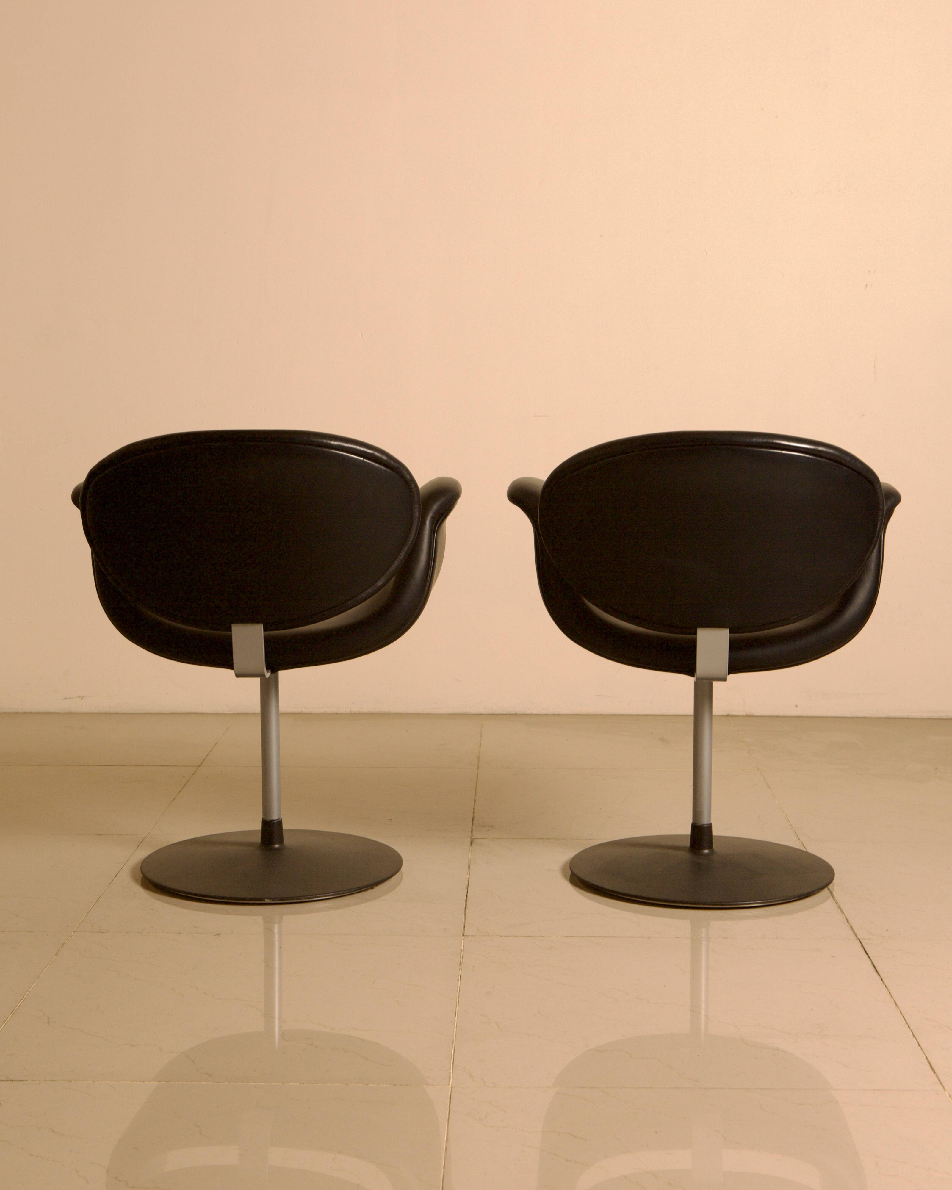 Set of 4 "Little Tulip" grey armchairs by Pierre Paulin for Artifort